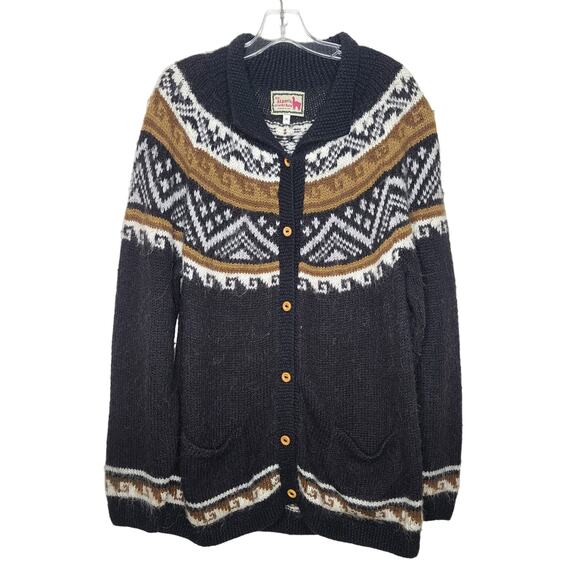 Alpaca Connection black white long cardigan sweater - medium - Picture 1 of 6